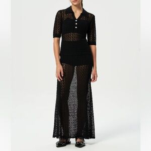 NWT GANNI Black Pointelle Maxi skirt